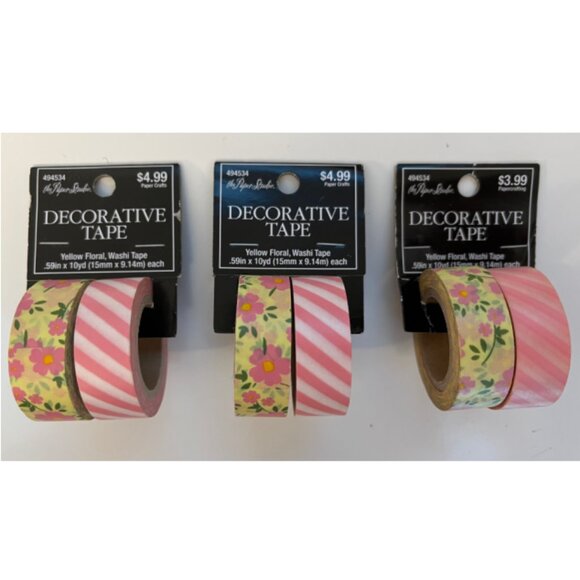 Washi Decorative Tape Bundle Decorative Craft Supply Floral Stripe Pattern 6 TL - Picture 1 of 5